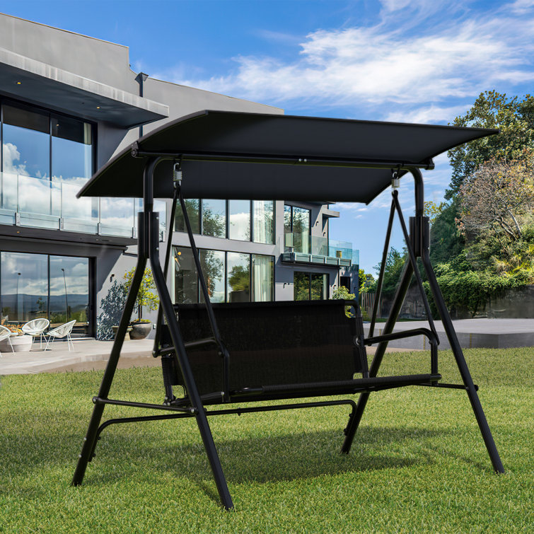 Metal outdoor best sale swing with canopy